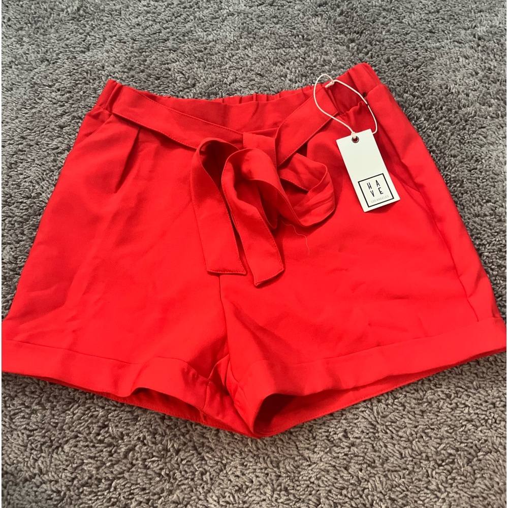 Red casual shorts